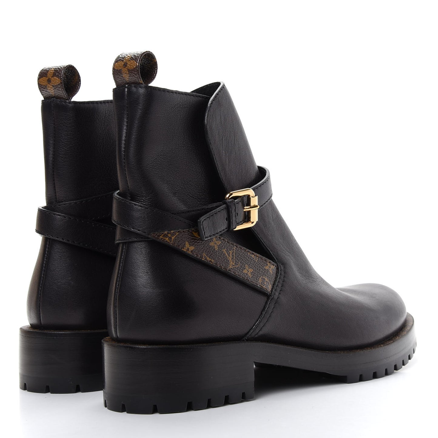 Calfskin Monogram Discovery Flat Ankle Boots 36 Black