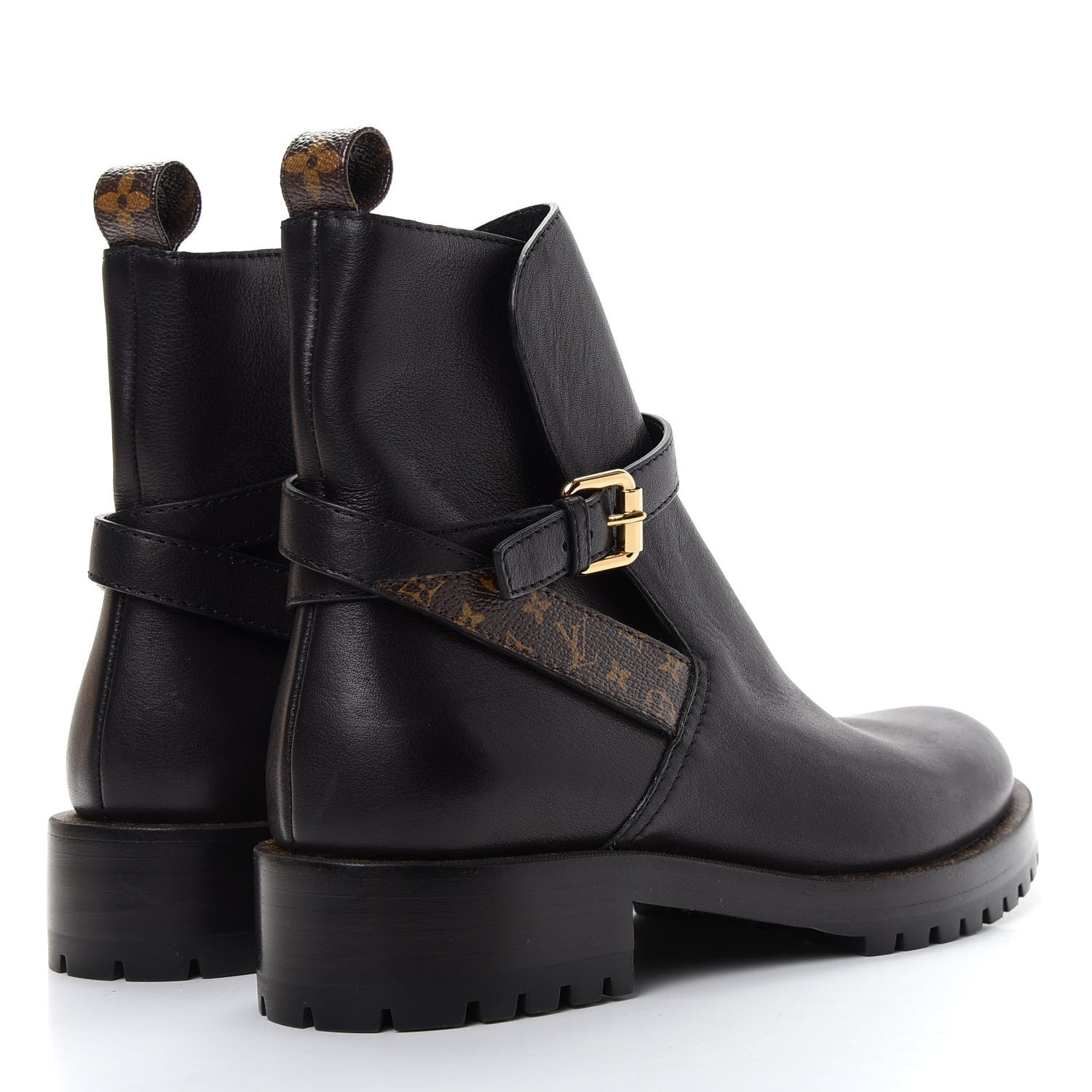 Louis Vuitton Calfskin Monogram Discovery Flat Ankle Boots 36 Black 4 of 10