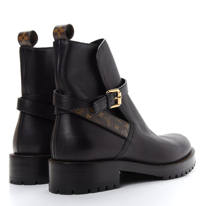 Louis Vuitton Calfskin Monogram Discovery Flat Ankle Boots 36 Black 4 of 10