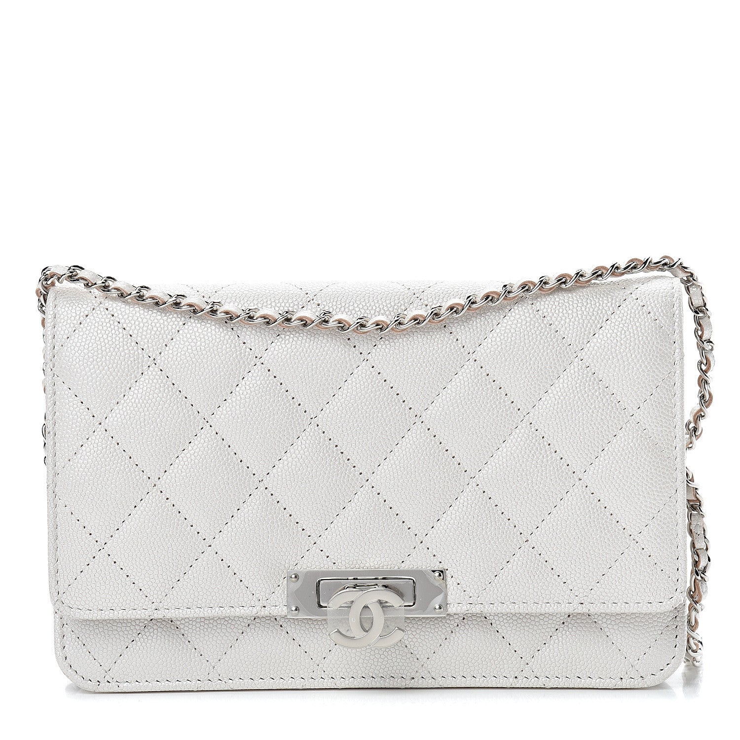 Chanel Caviar Quilted Golden Class Wallet On Chain WOC White 1 of 11