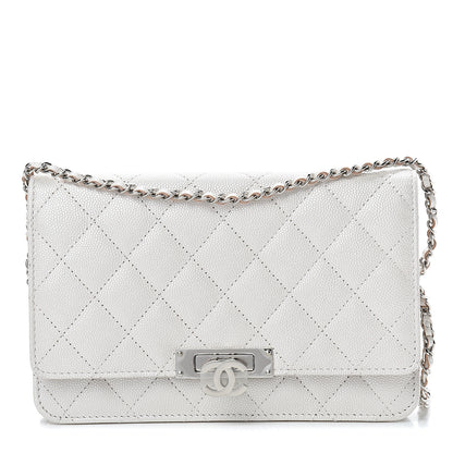 Chanel Caviar Quilted Golden Class Wallet On Chain WOC White 1 of 11