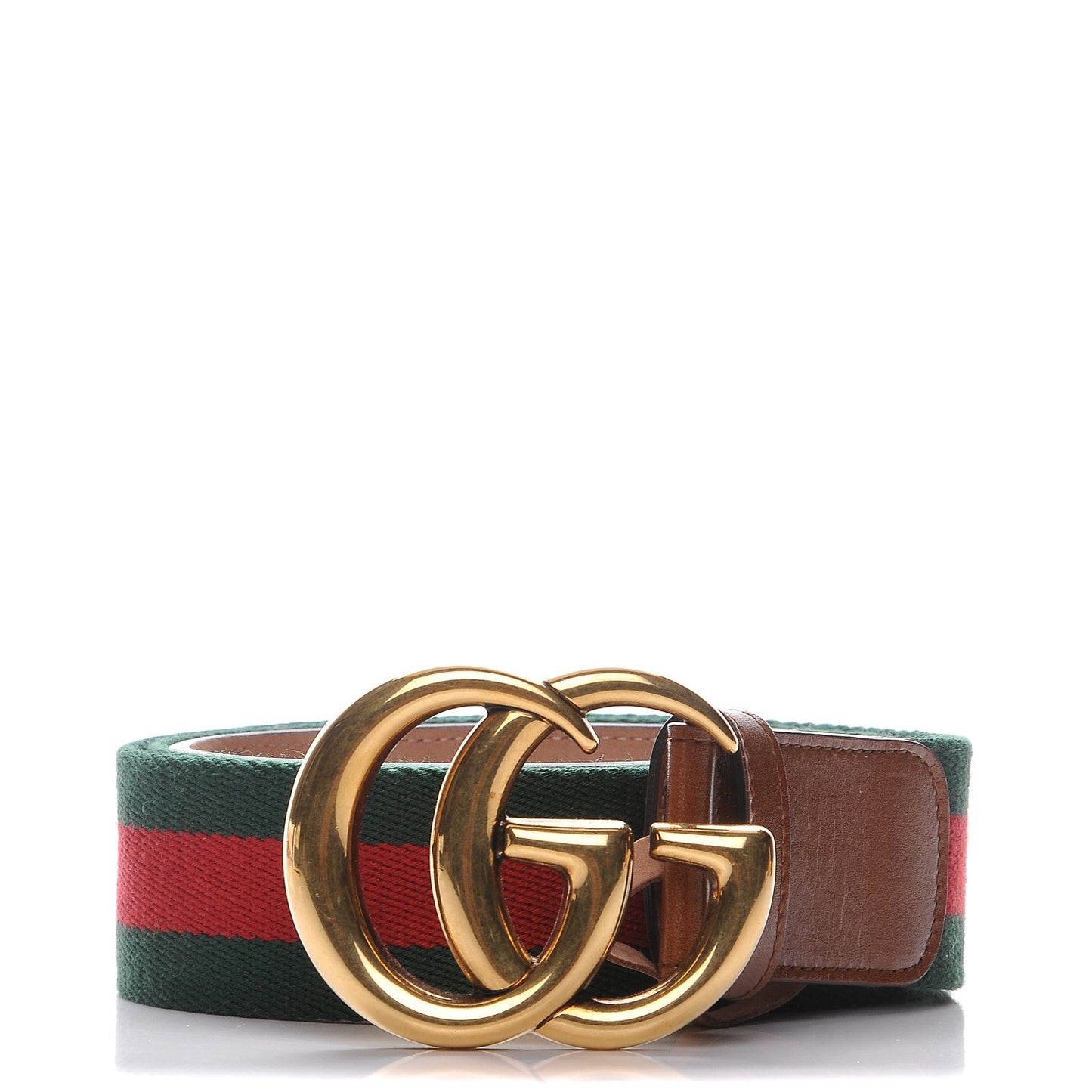 Nylon Calfskin Double G Web 40mm Belt 105 42 Green Red Cuir