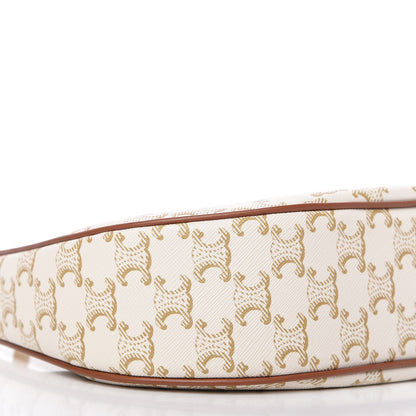Celine Canvas Calfskin Ava Triomphe Shoulder Bag White 6 of 9