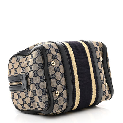 Gucci Monogram Vintage Web Small Boston Navy 5 of 18