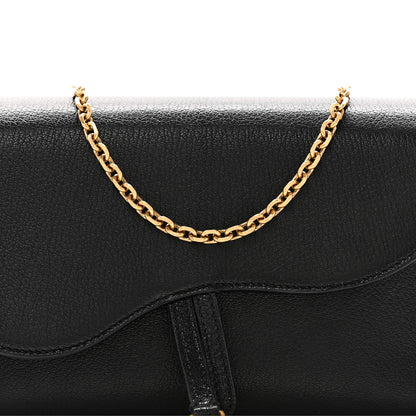 Christian Dior Goatskin Medium Saddle Pouch With Chain Black 7 of 10