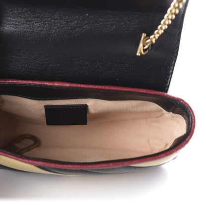 Gucci Vintage Effect Calfskin Matelasse Diagonal Striped Super Mini Torchon GG Marmont Shoulder Bag Black Beige 5 of 11