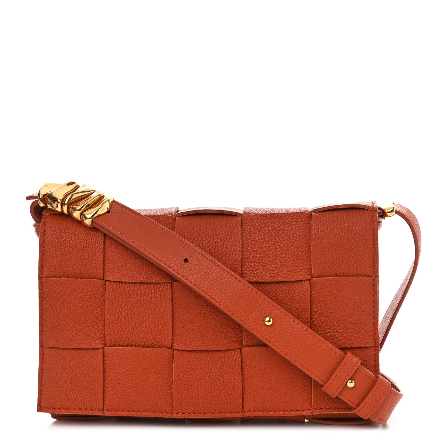 Bottega Veneta Grained Calfskin Intrecciato Cassette Crossbody Bag Maple 1 of 13