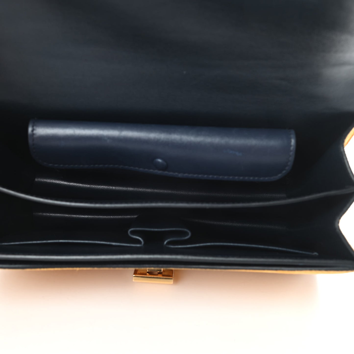 Calfskin Suede Bi-Color Small Case Flap Navy Blue Yellow