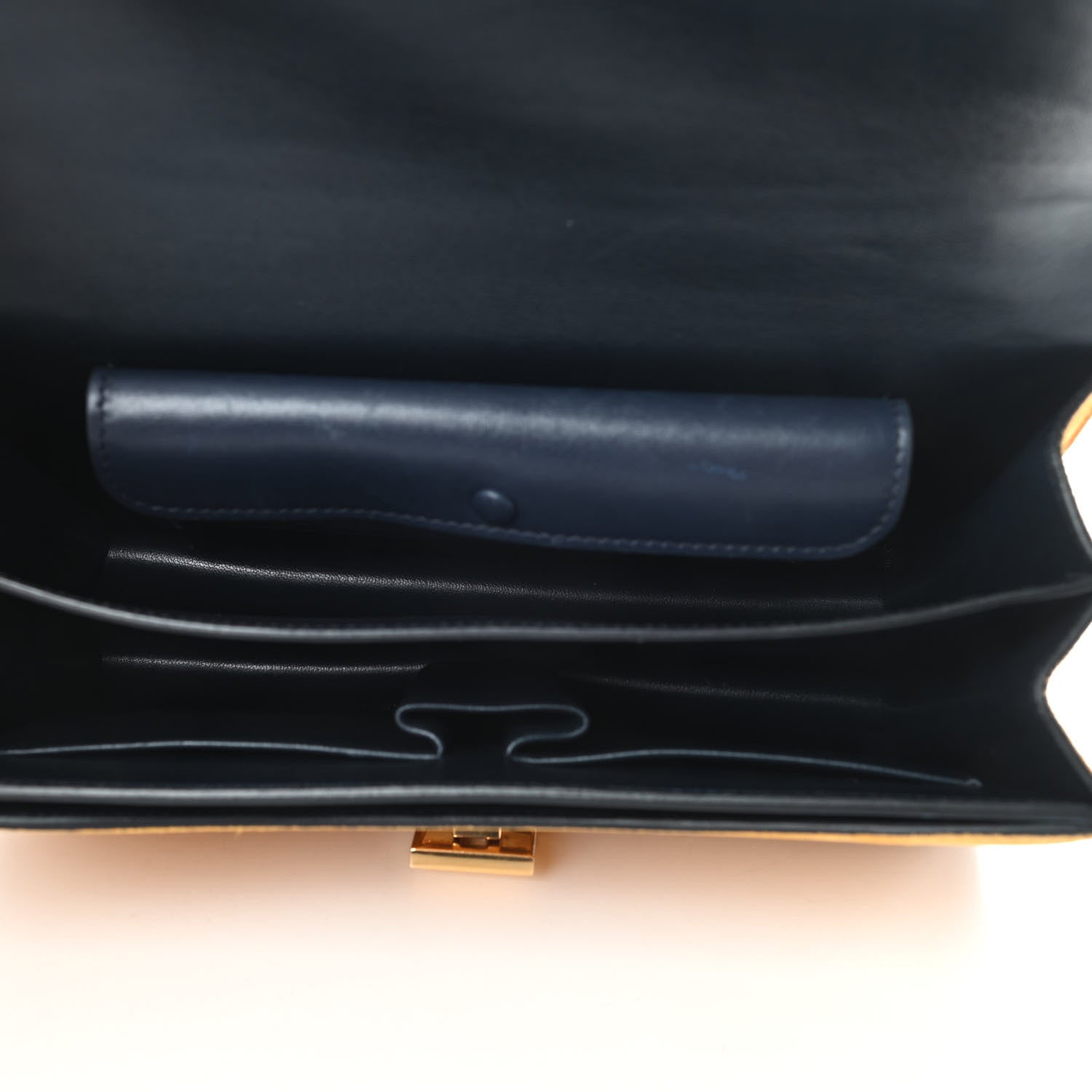 Celine Calfskin Suede Bi-Color Small Case Flap Navy Blue Yellow 5 of 18