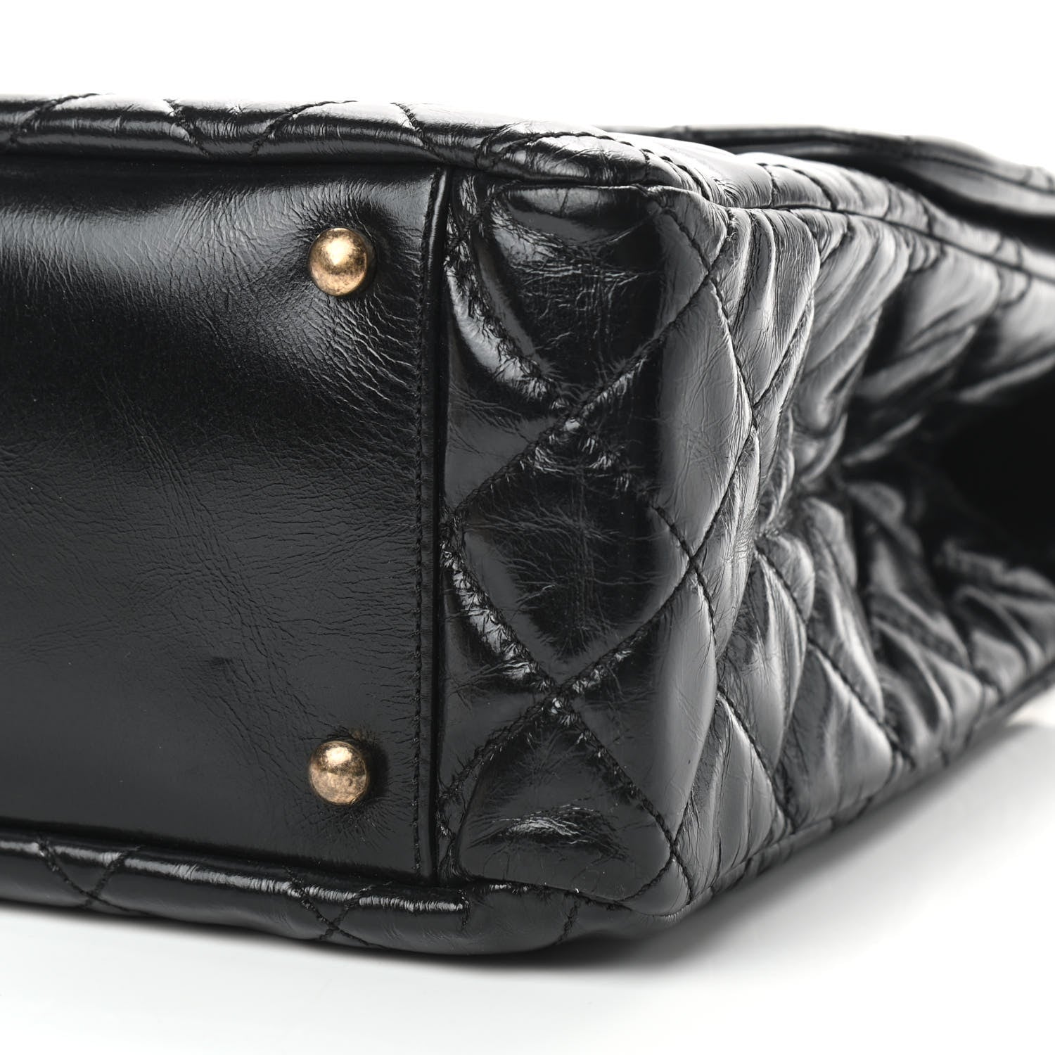 Chanel Glazed Calfskin Castle Rock Large Flap Black Burgundy 9 of 9
