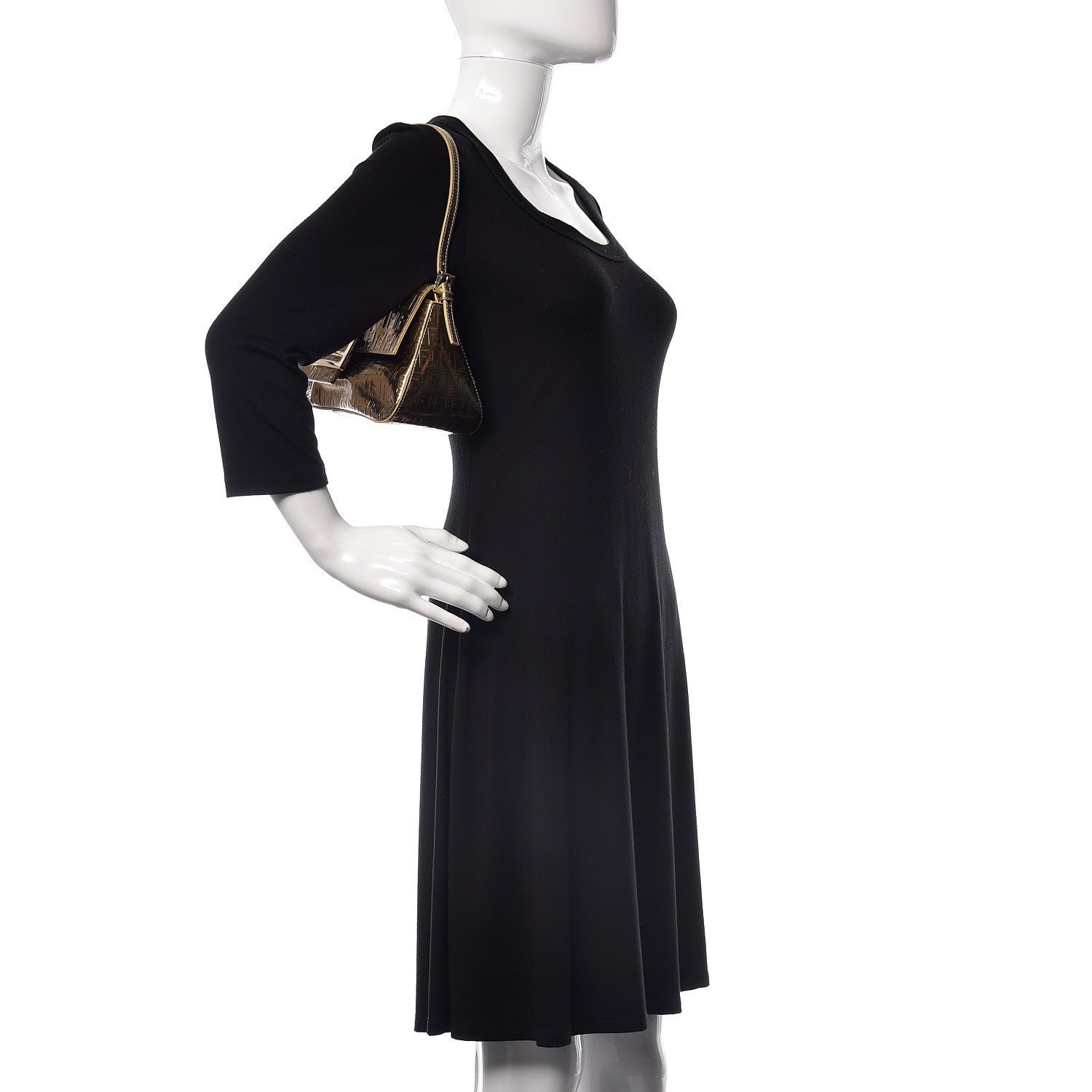 Fendi Vitello Mirror FF Embossed Mini Mama Baguette Oro Ambrato 2 of 16