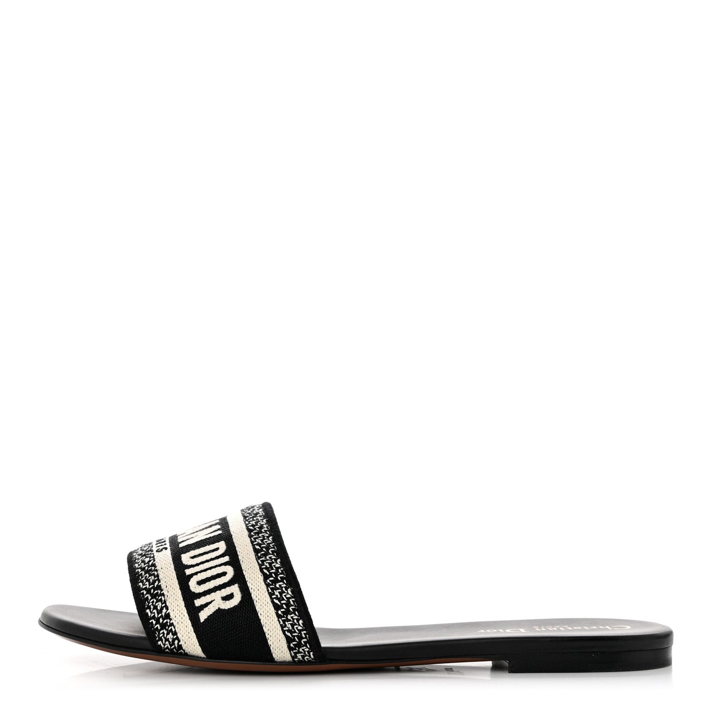 Canvas Embroidered Dway Mules Slide Sandals 41 Black