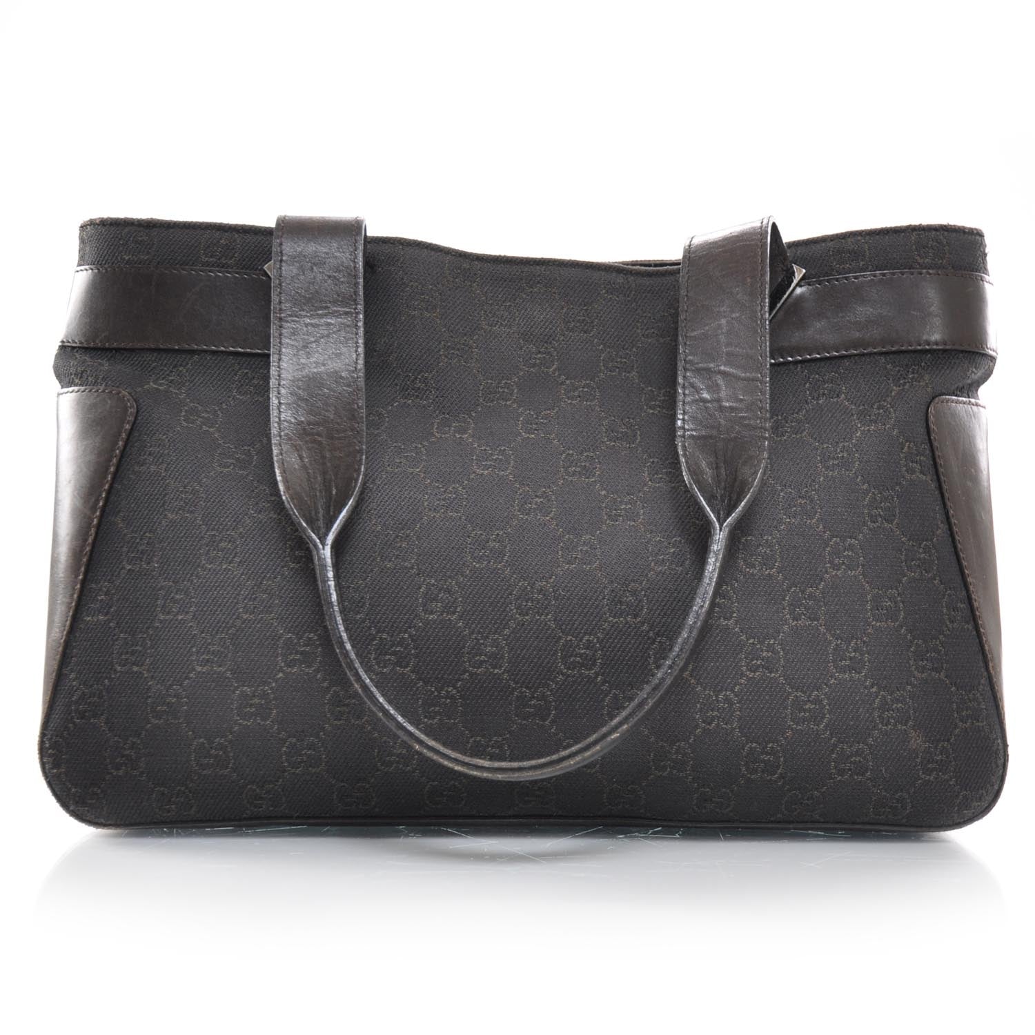 Gucci Denim Monogram Tote Dark Brown 1 of 11