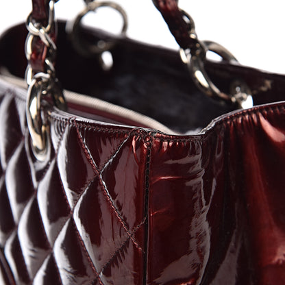 Chanel Patent Quilted Grand Shopping Tote GST Dark Bordeaux 18 of 27