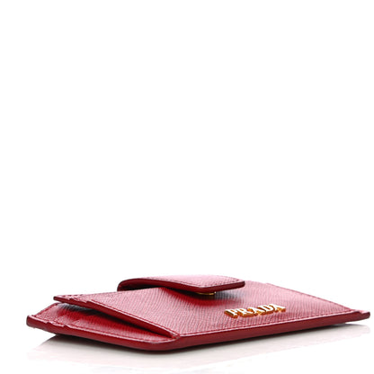 Prada Saffiano Metal Coin Case Card Holder Fuoco 4 of 14