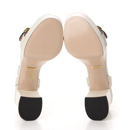 Gucci Calfskin GG Marmont Ankle Wrap 30/85mm Platform Sandals 37 Mystic White 6 of 9