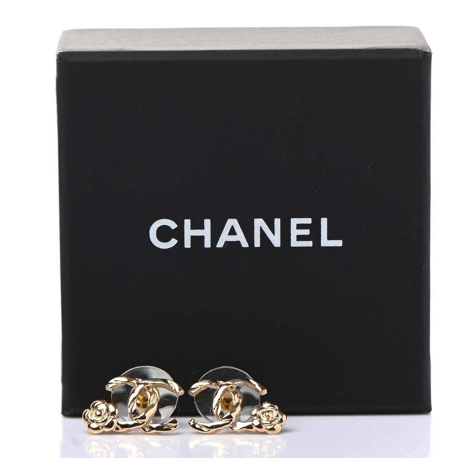 Chanel Metal Camellia CC Earrings Gold 6 of 6
