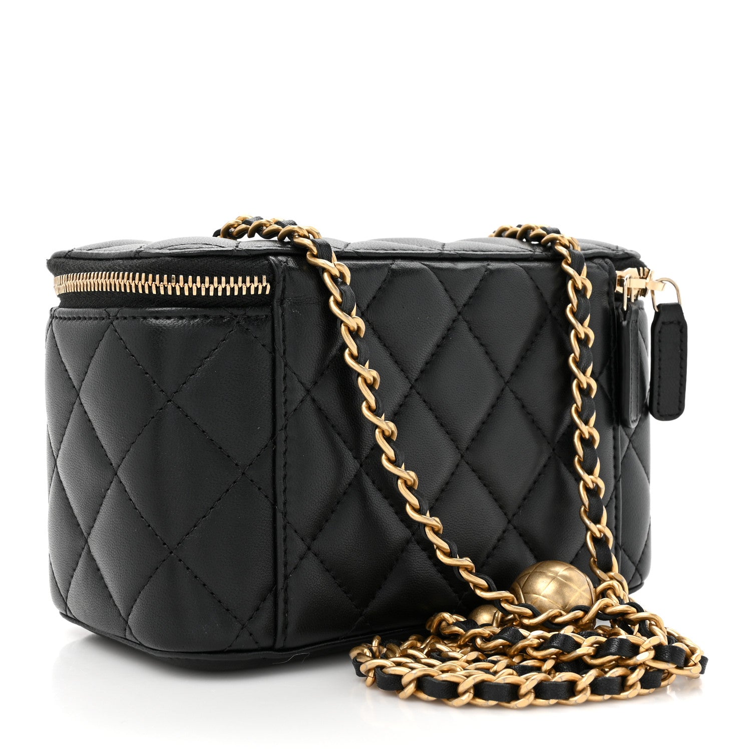 Chanel Lambskin Quilted Pearl Crush Small Vanity Case With Chain Black 3 of 11