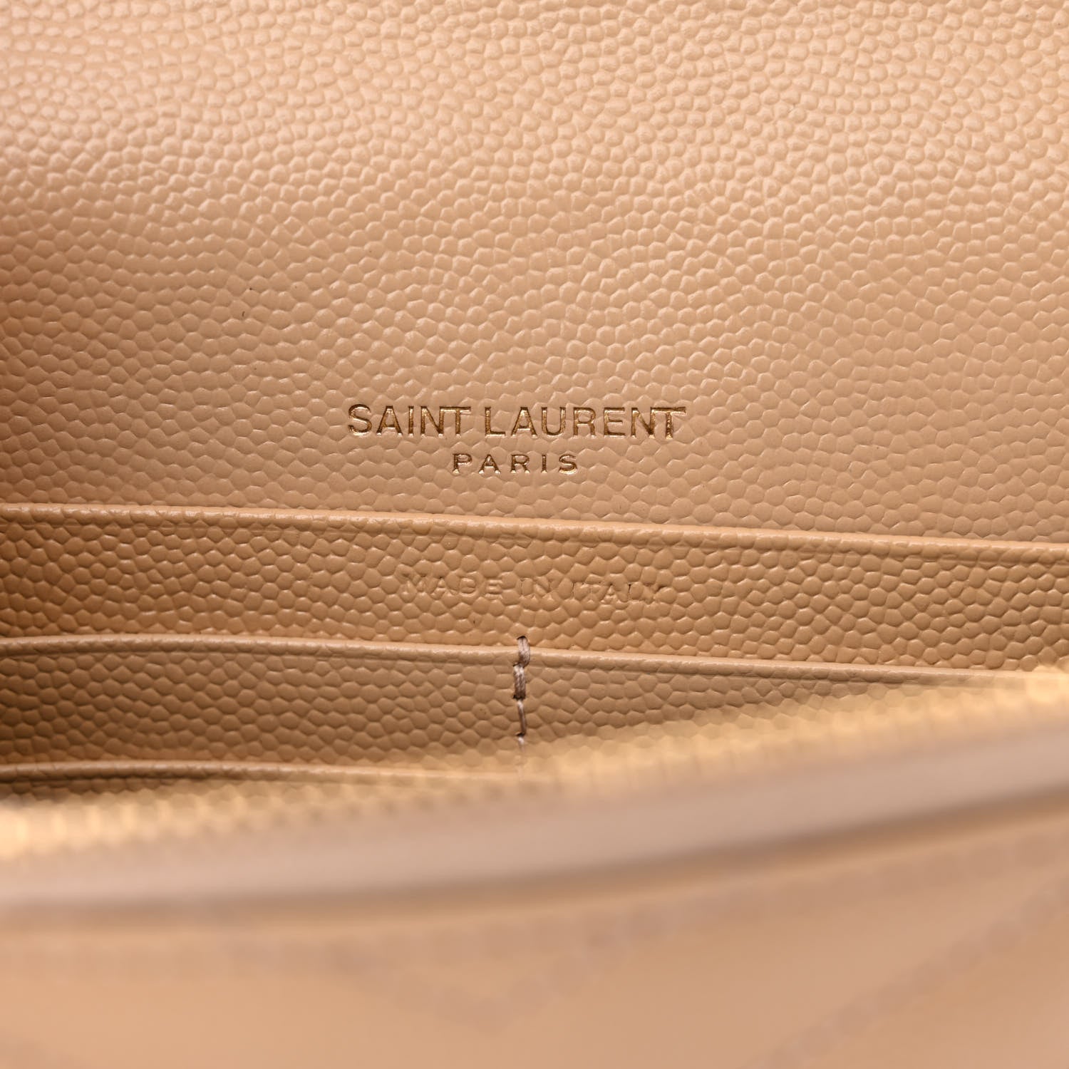 Saint Laurent Grain De Poudre Matelasse Chevron Monogram Envelope Chain Wallet Nude Powder 4 of 13