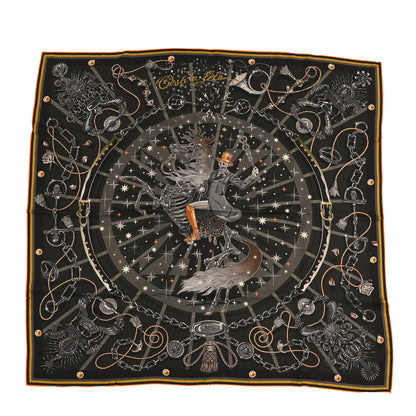 Hermes Silk C'est La Fete Scarf 90 Kaki Anthracite Gris 1 of 3