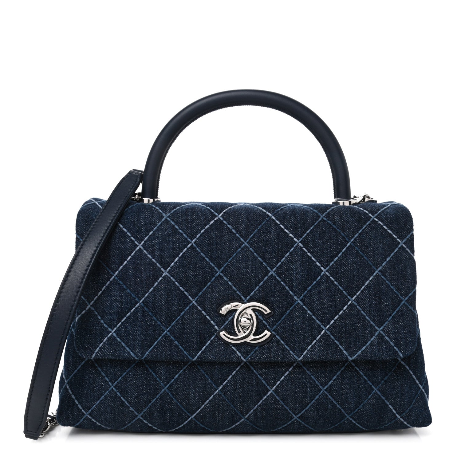 Chanel Denim Quilted Small Coco Handle Flap Blue 1 of 4