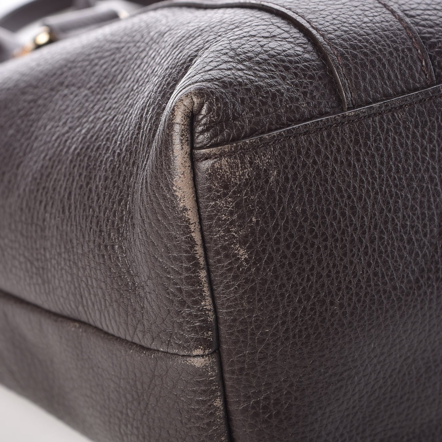 Calfskin Bamboo Top Handle Tote Dark Brown