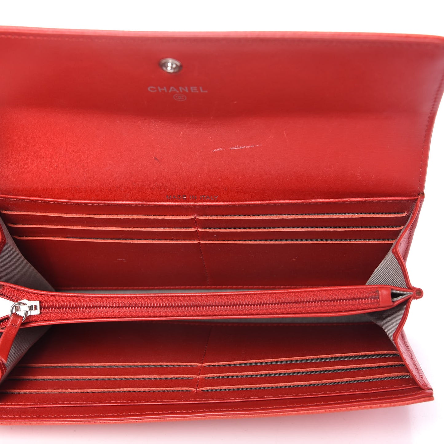 Caviar Timeless CC Large Gusset Flap Wallet Light Red