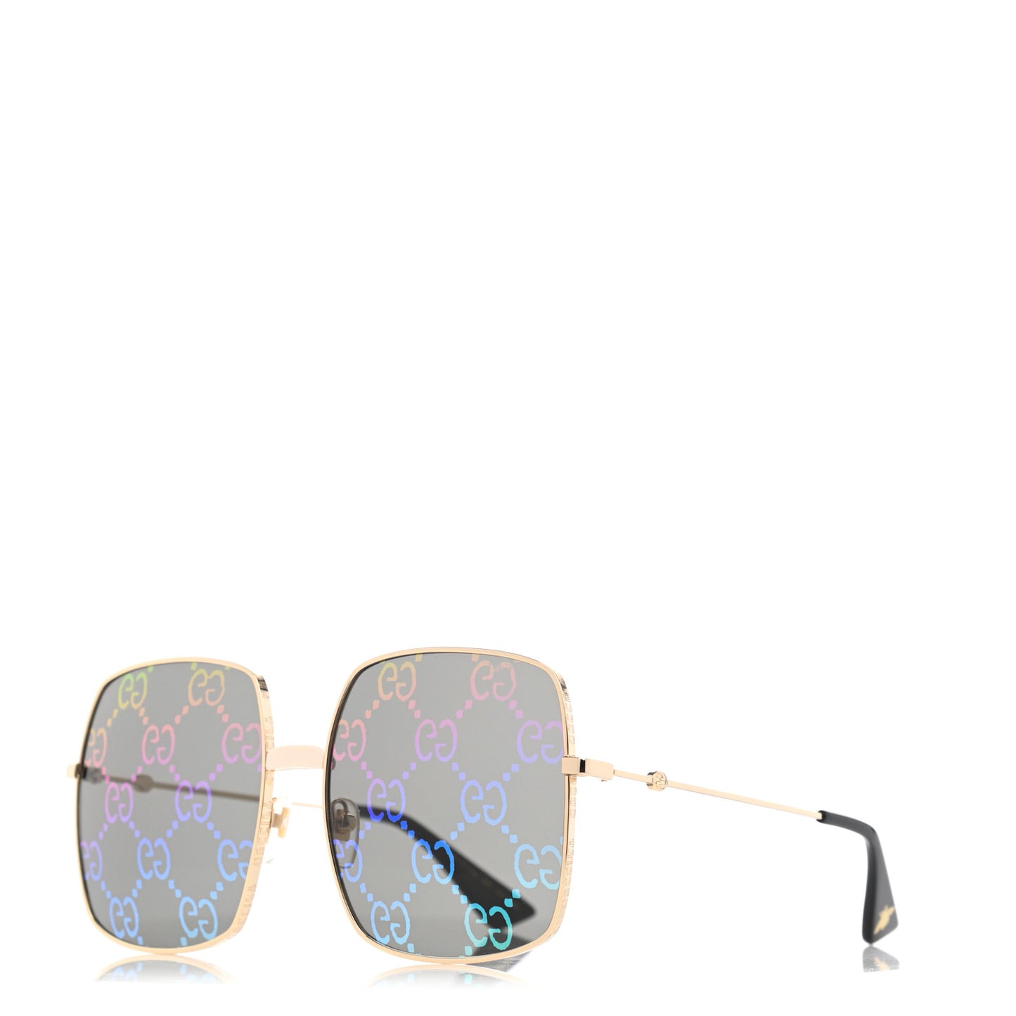 Metal Rectangular Frame Sunglasses GG0414S Gold Multicolor