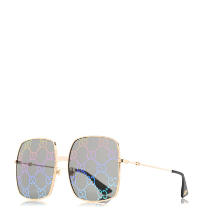 Gucci Metal Rectangular Frame Sunglasses GG0414S Gold Multicolor 2 of 16