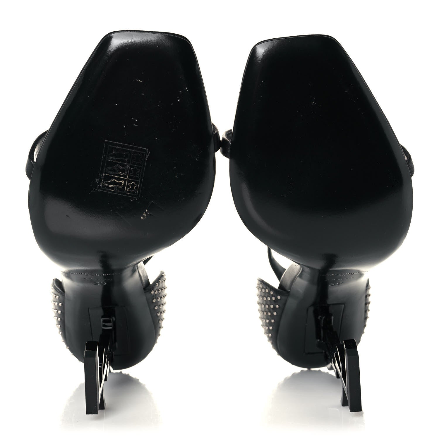 Saint Laurent Calfskin Studded Opyum 110 Sandals 39 Black 5 of 8