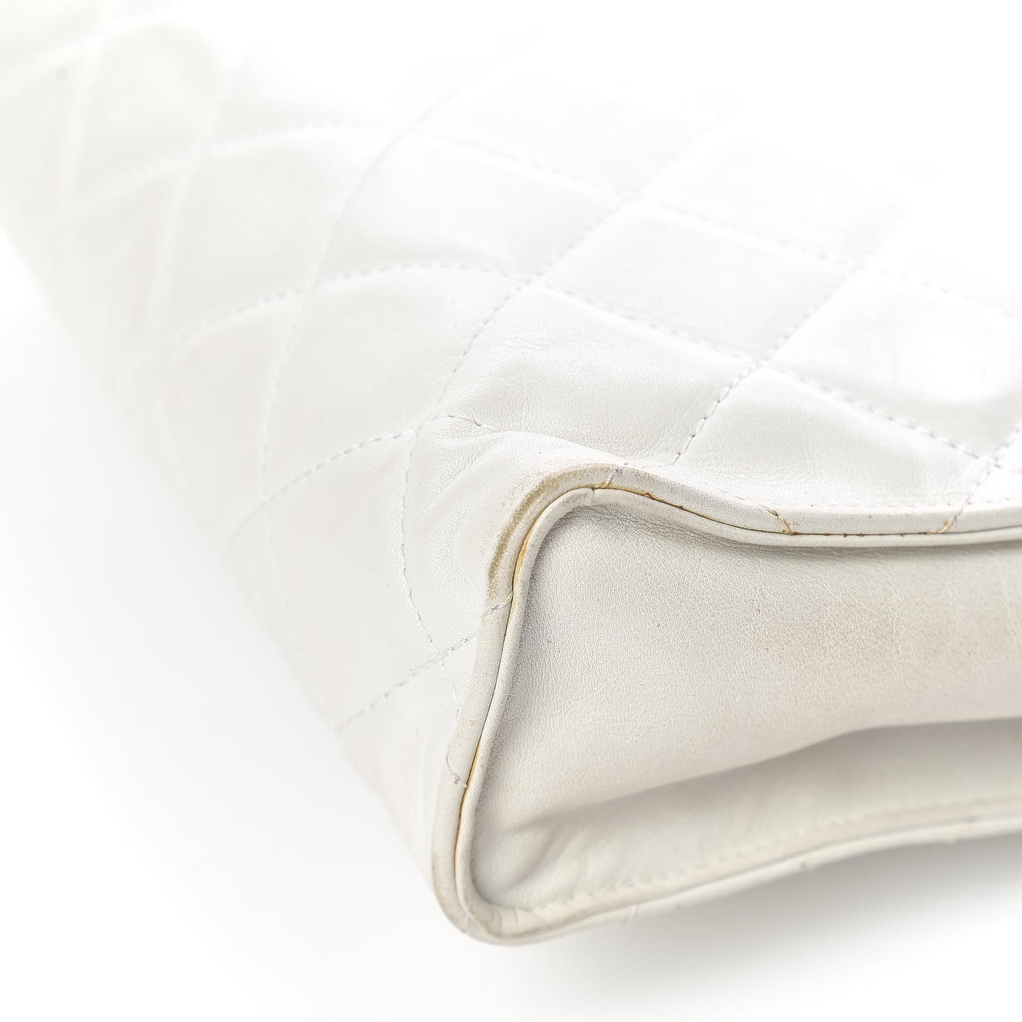 Lambskin Quilted Medium Single Flap White