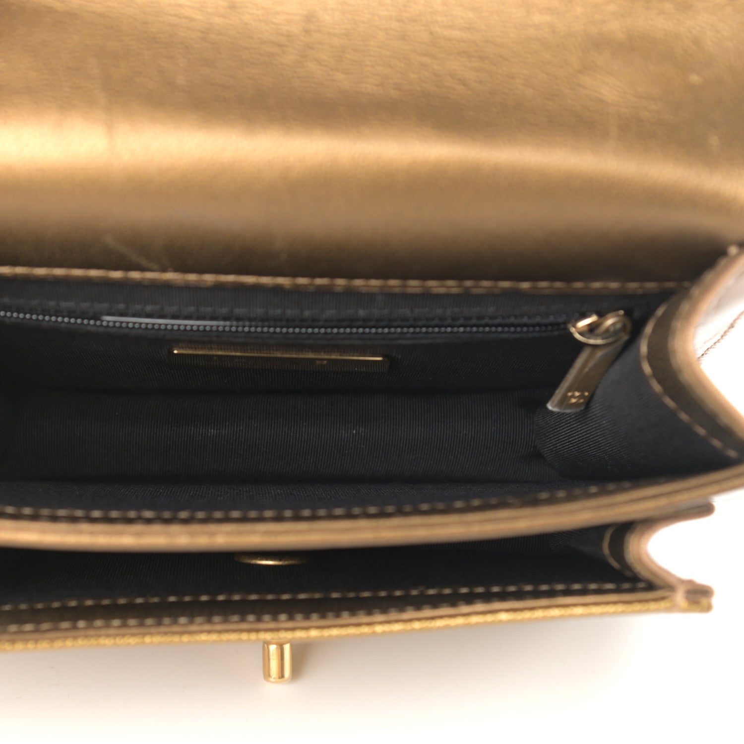 Chanel Metallic Calfskin Caviar Quilted Mini Chain Handle Flap Gold 5 of 12