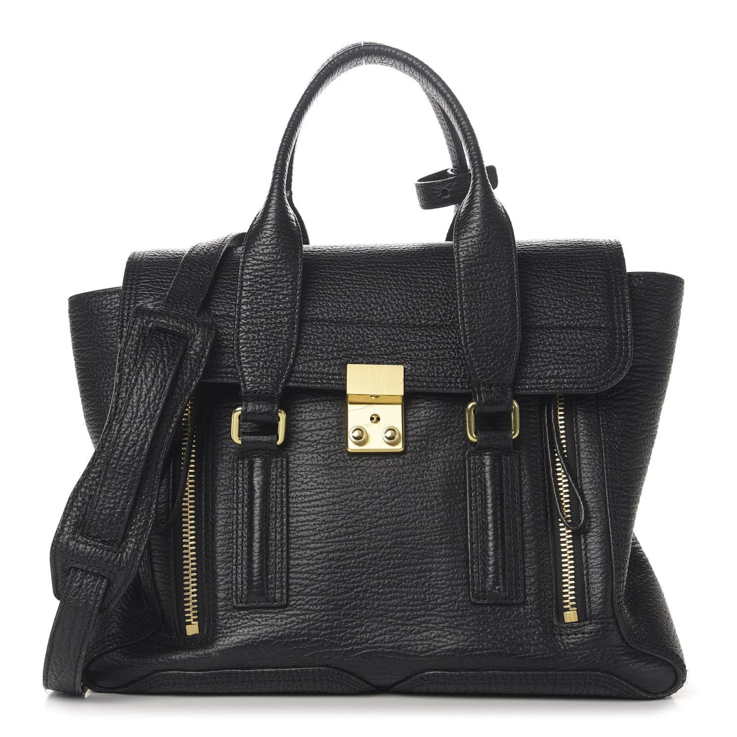 3.1 Textured Calfskin Medium Pashli Satchel Black