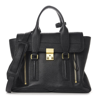 3.1 Phillip Lim 3.1 Textured Calfskin Medium Pashli Satchel Black 1 of 14