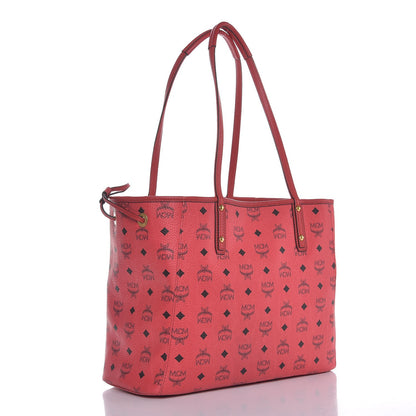 MCM Visetos Medium Reversible Shopper Project Tote Red Jaguar Brown 4 of 17