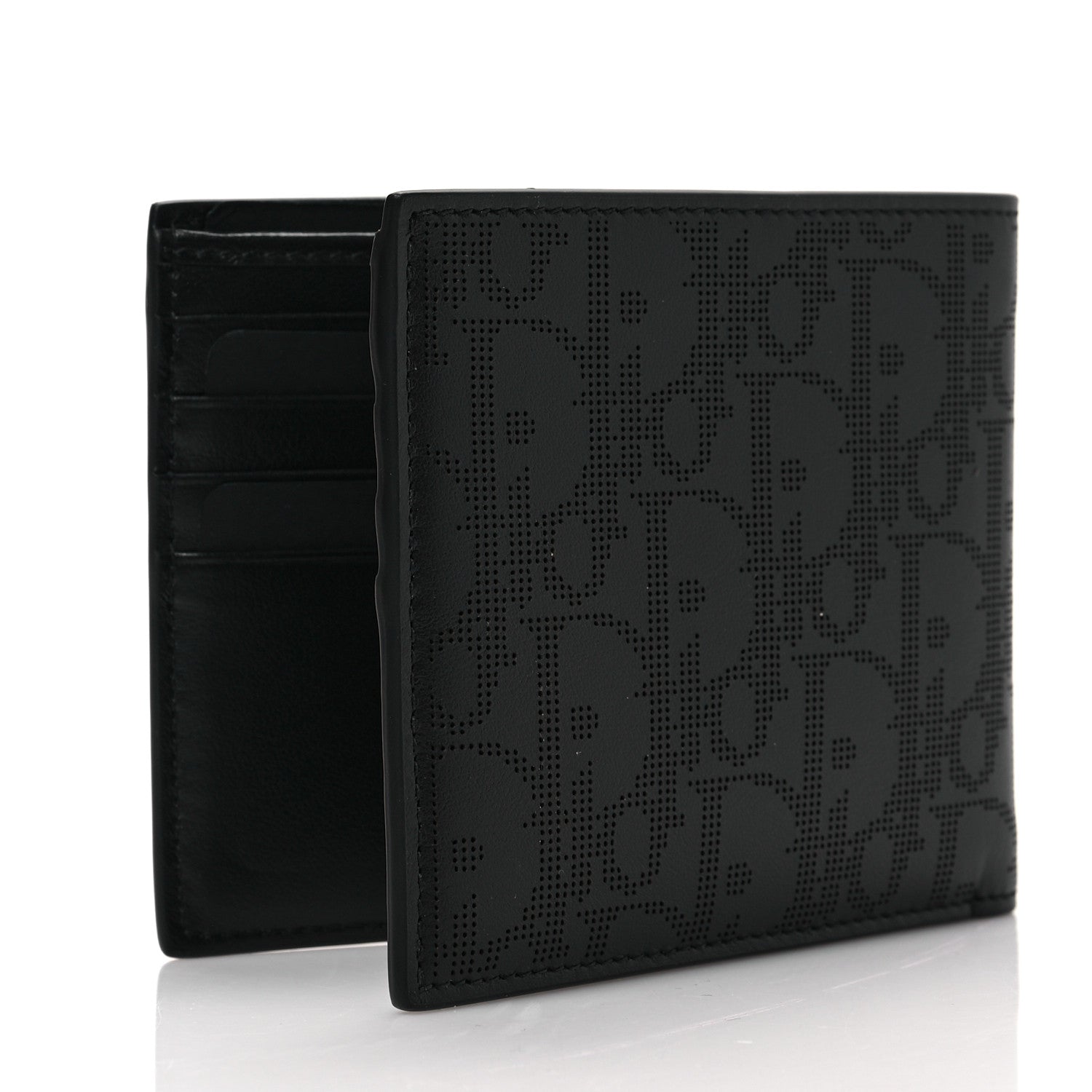 Christian Dior Calfskin Perforated Oblique Bi-Fold Do Galaxy Wallet Black 3 of 7