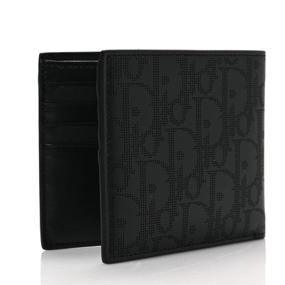 Christian Dior Calfskin Perforated Oblique Bi-Fold Do Galaxy Wallet Black 3 of 7
