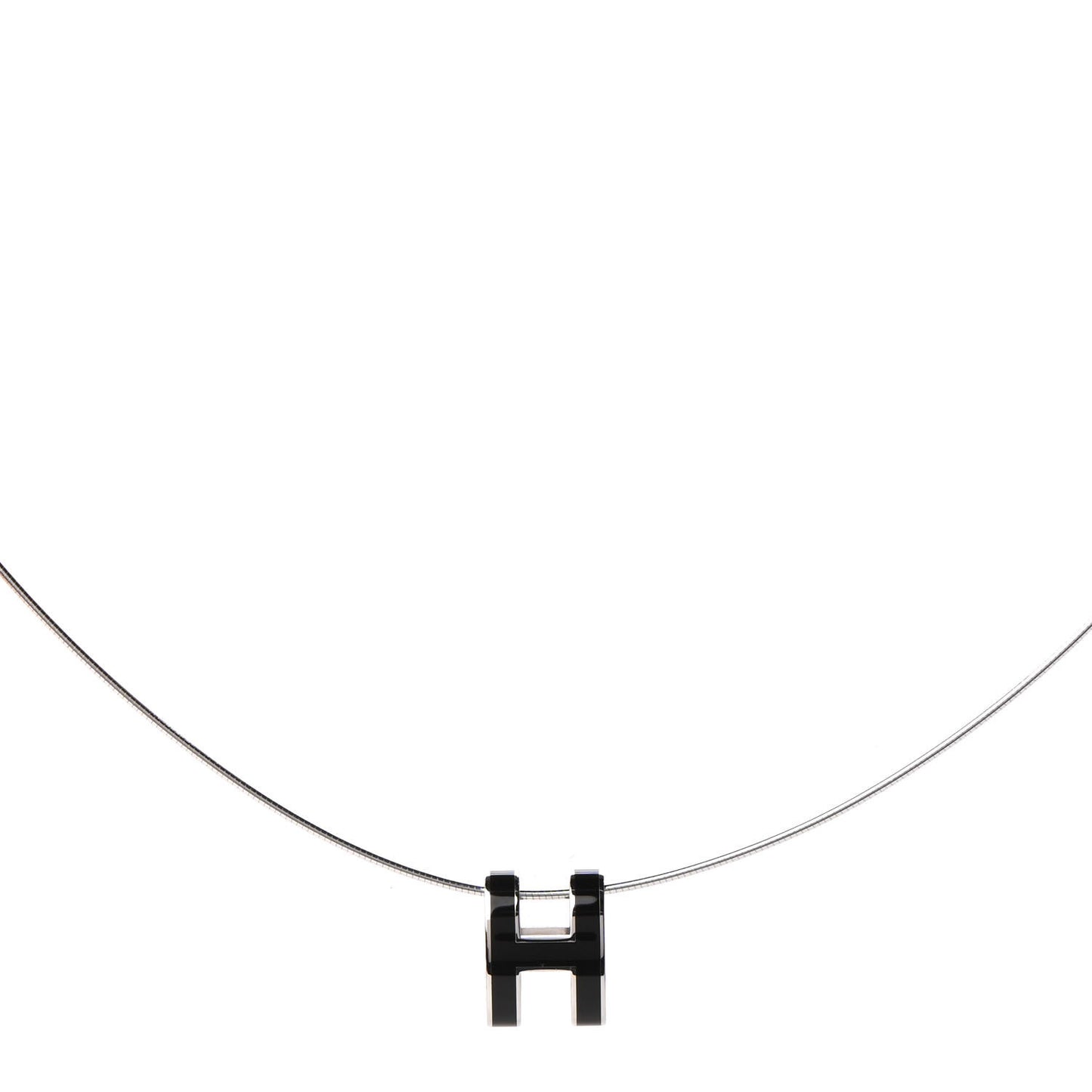 Lacquered Palladium Pop H Pendant Necklace Black
