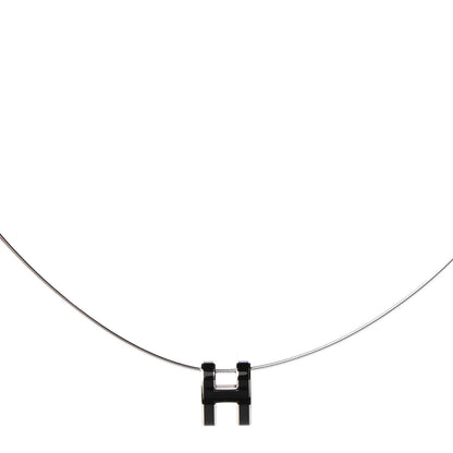 Hermes Lacquered Palladium Pop H Pendant Necklace Black 1 of 7