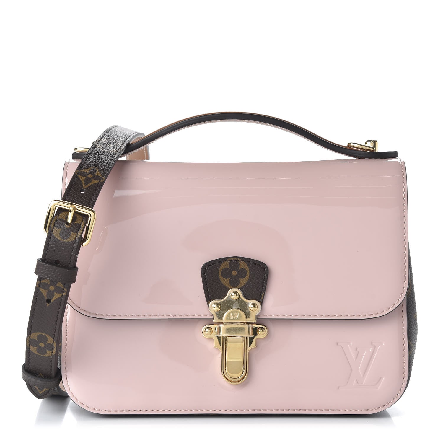 Louis Vuitton Patent Calfskin Monogram Cherrywood BB Rose Ballerine 1 of 9