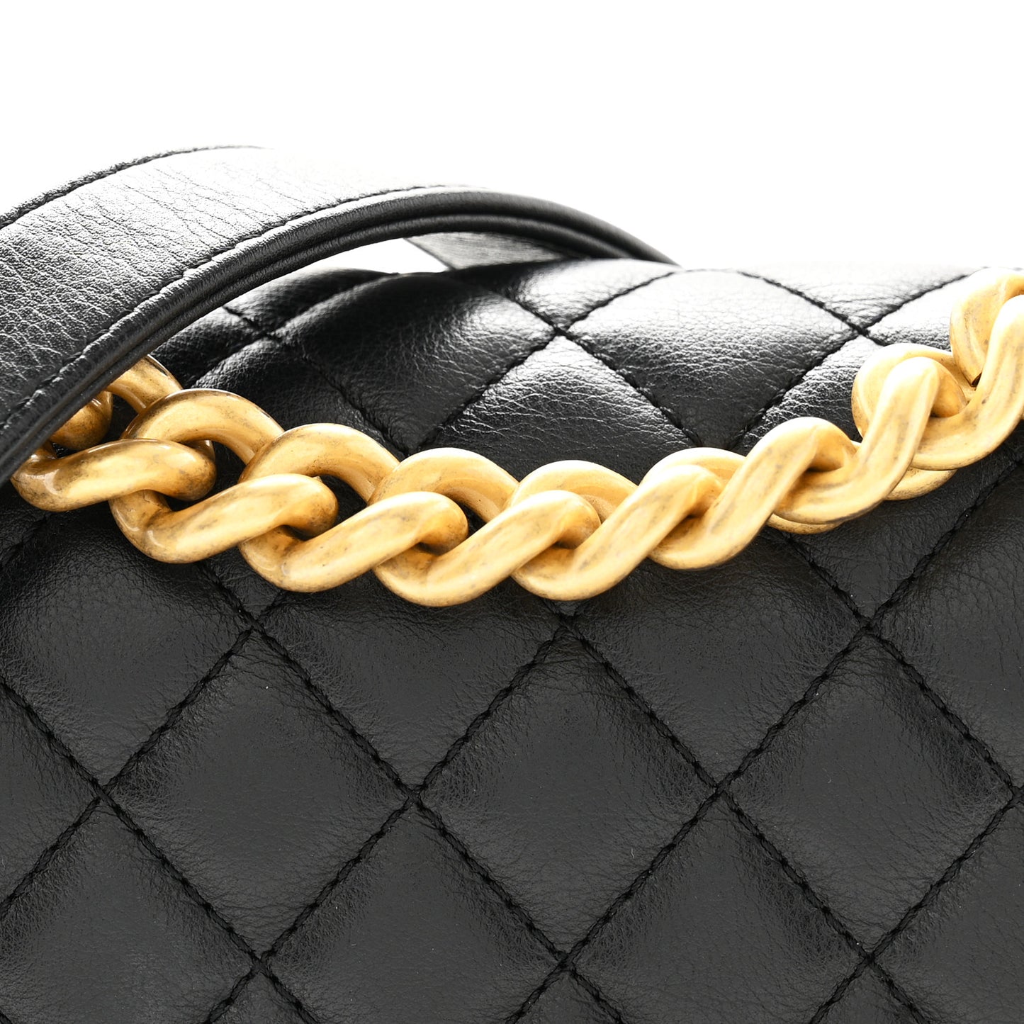 Calfskin Quilted Small Boy Flap Black