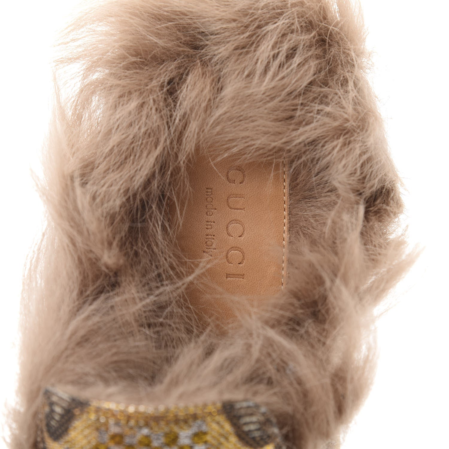 Gucci Brocade Fur Womens Princetown Slippers 38.5 Brown 7 of 8