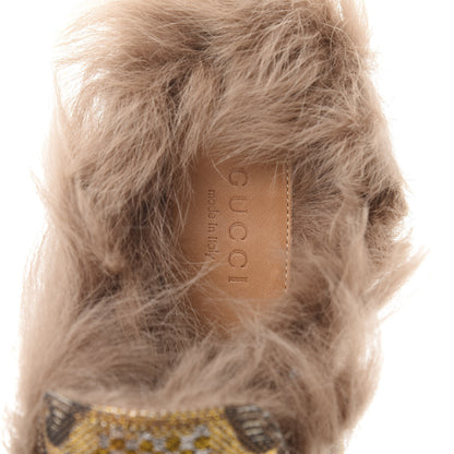 Gucci Brocade Fur Womens Princetown Slippers 38.5 Brown 7 of 8