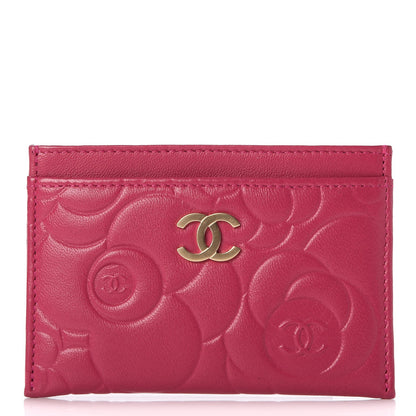 Chanel Lambskin Camellia Embossed Card Holder Fuchsia 1 of 9