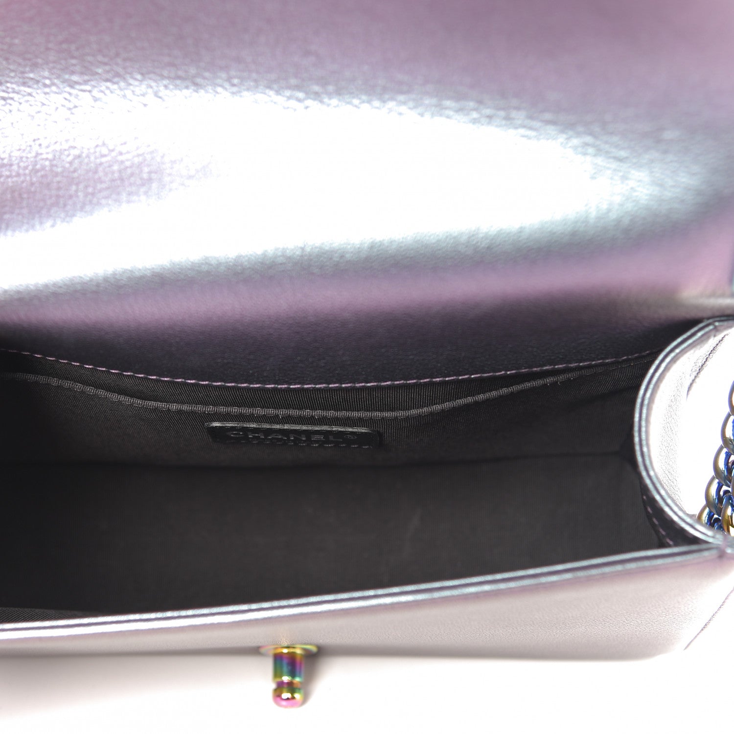 Chanel Iridescent Goatskin Quilted Medium Boy Flap Purple 5 of 11