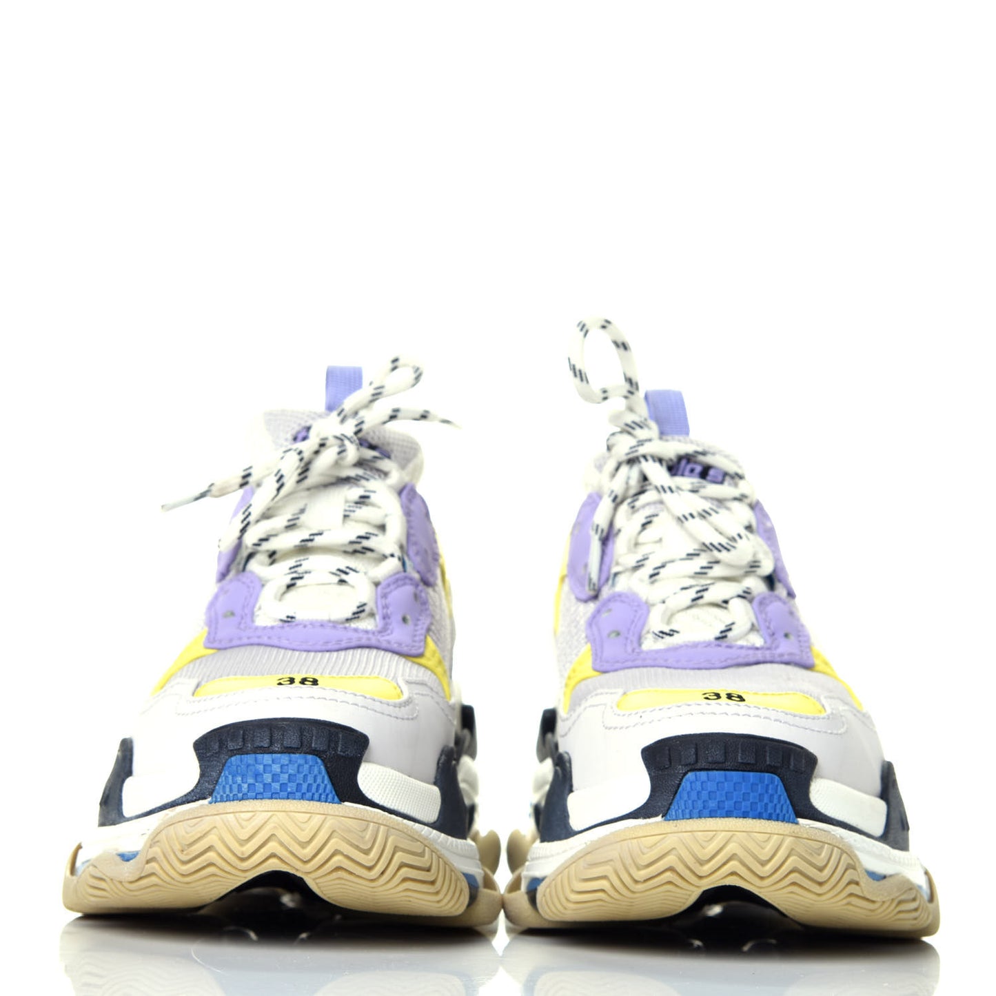 Fabric Mesh Womens Triple S Sneakers 38 White Purple Yellow