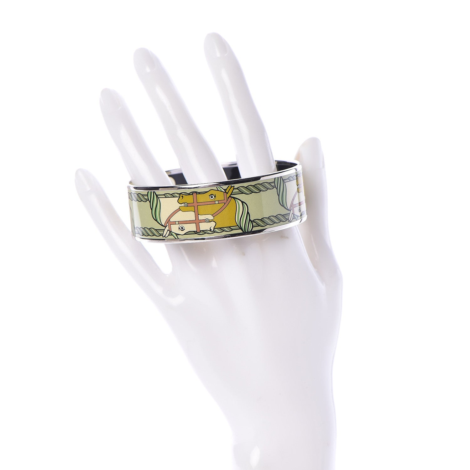 Hermes Enamel Printed Wide Quadrige Bracelet 70 Histoires Naturelle 2 of 4