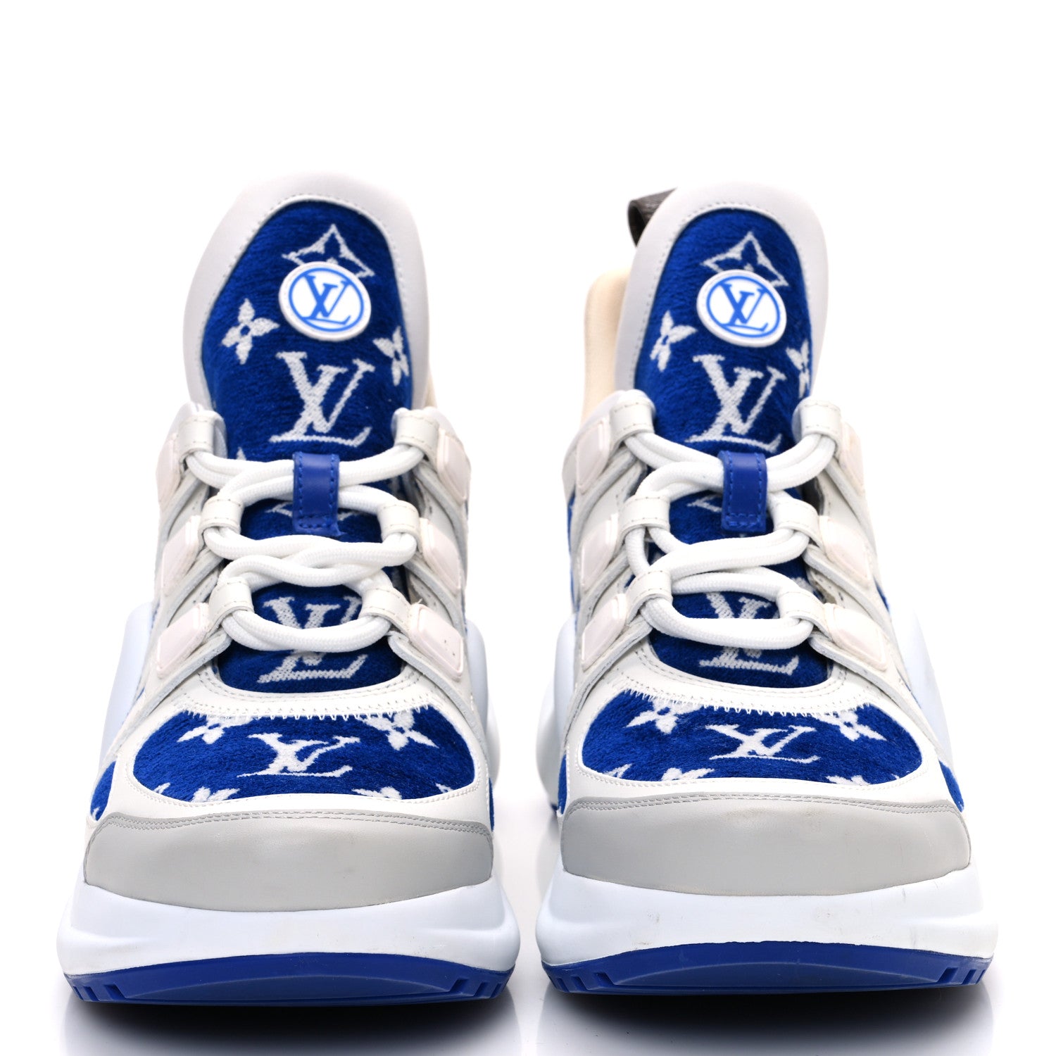 Louis Vuitton Jacquard Velvet Monogram LV Archlight Sneakers 37.5 White Blue 3 of 13