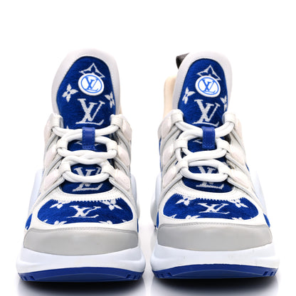 Louis Vuitton Jacquard Velvet Monogram LV Archlight Sneakers 37.5 White Blue 3 of 13