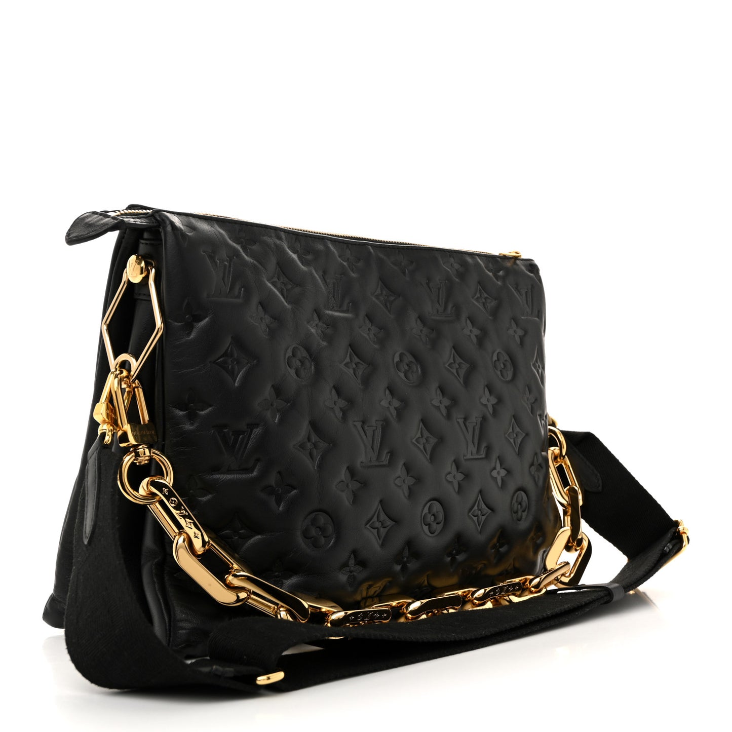 Lambskin Embossed Monogram Coussin MM Black
